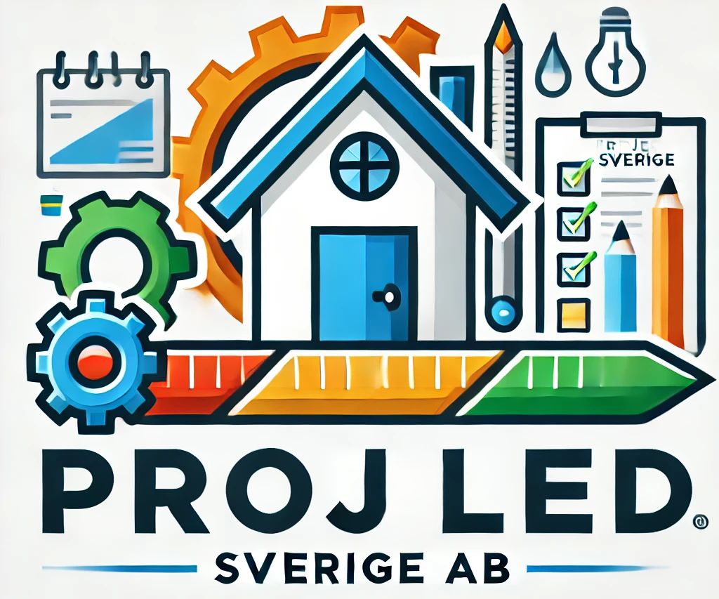 Illustration of a project management scene highlighting Swedish and practical words.